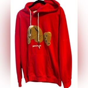 PALM ANGELS TEDDY BEAR  RED HOODIE Sz L